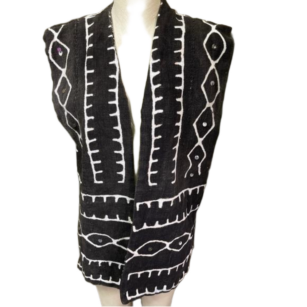 West African Mud Cloth Vest Reversible One Size